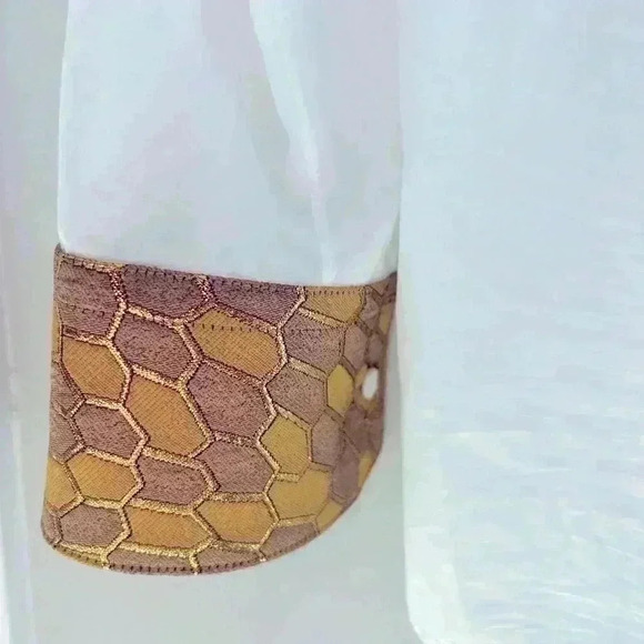 DOLCE & GABBANA Women’s White Floral Jacquard Cotton Long Sleeves  Blouse - Picture 5 of 11